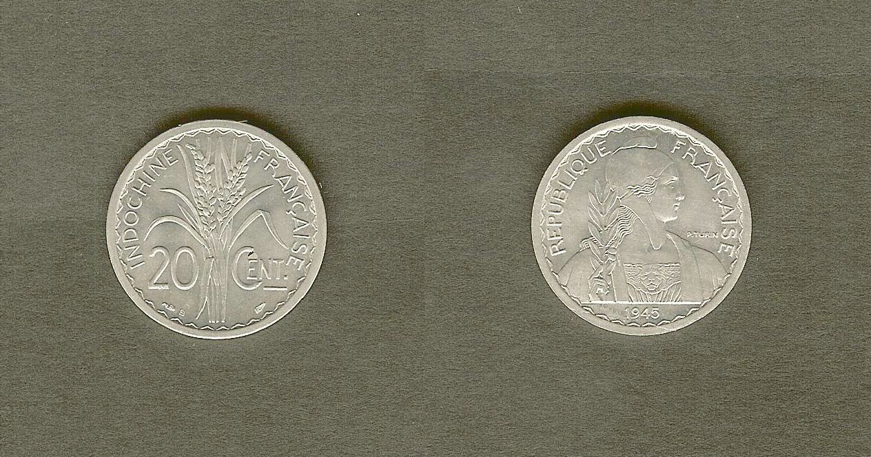 French Indochina 20 centimes 1945B BU